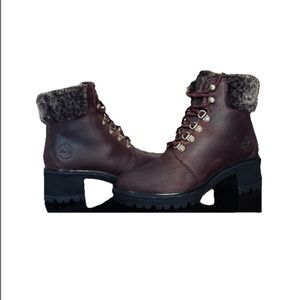 Timberland Brown Kinsley Waterproof Mid Hiker Boots A23H2 Faux Fur Women size 6